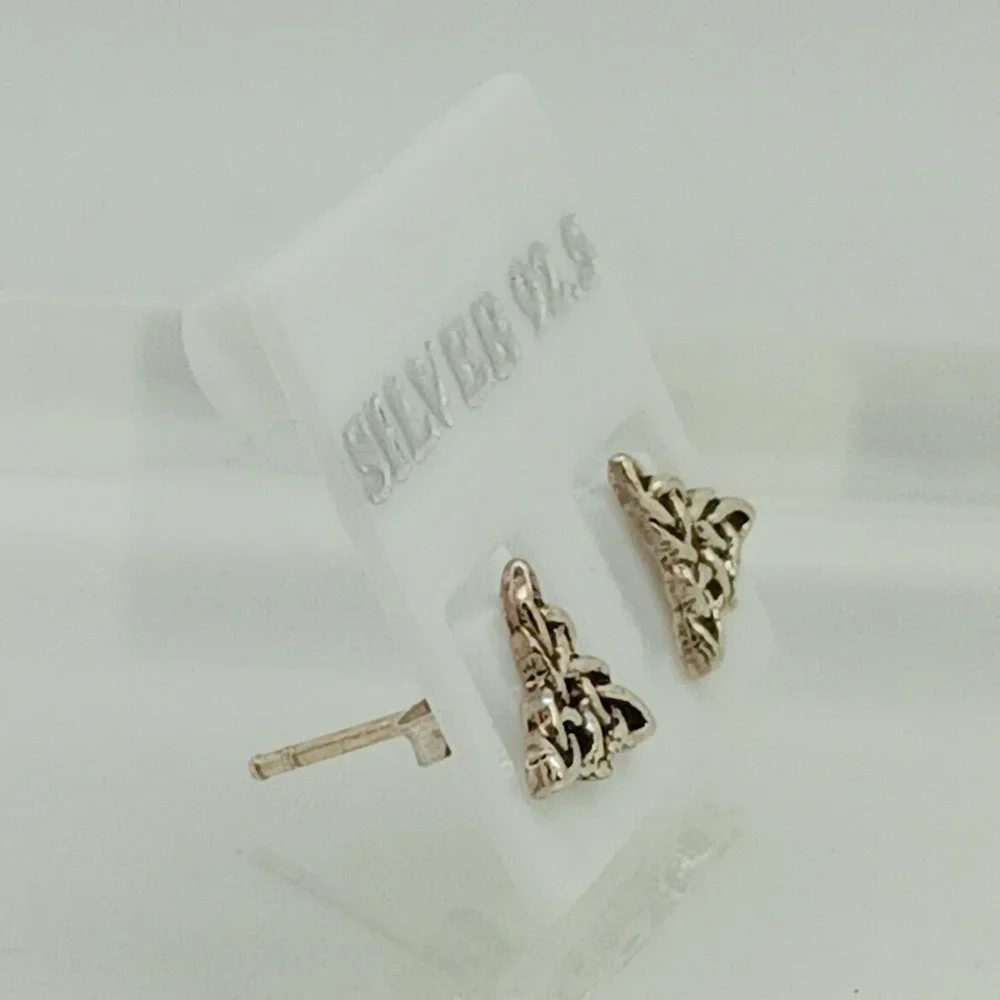 Vintage Celtic Trinity Knot Earrings 925 Sterling Silver Triquetra Petite Studs - Picture 13 of 16